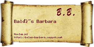 Balás Barbara névjegykártya